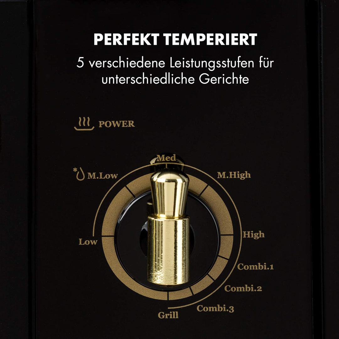 Klarstein Victoria 20 Einbau-Mikrowelle - Retro, 20 L, 800 W Mikrowellen-/1000 W Grillleistung, 3 Ko