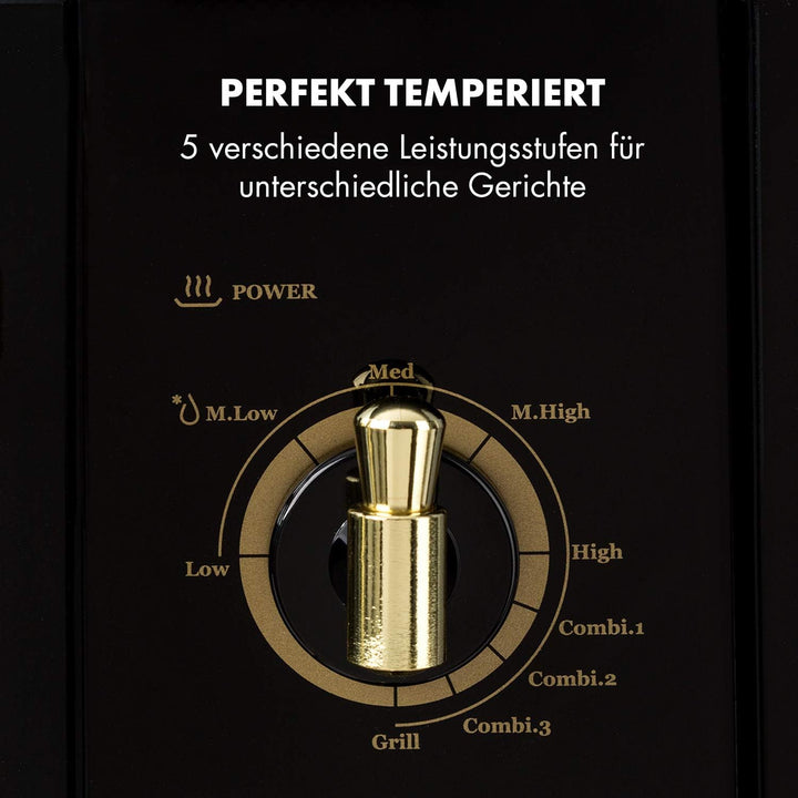 Klarstein Victoria 20 Einbau-Mikrowelle - Retro, 20 L, 800 W Mikrowellen-/1000 W Grillleistung, 3 Ko
