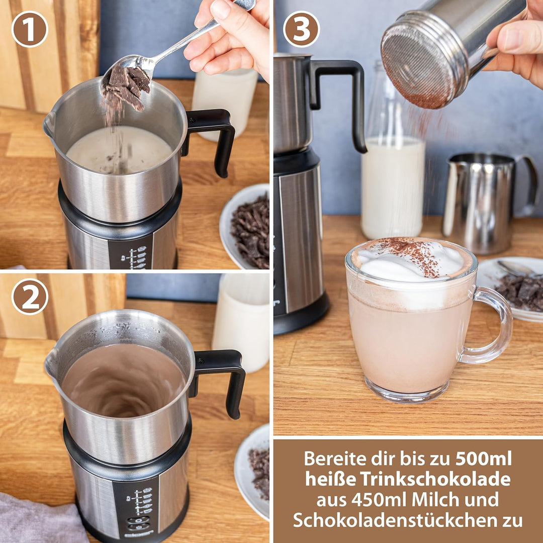 Cloer 7789 Induktions-Milchaufschäumer, für bis zu 450 ml, kalter oder warmer Milchschaum, heisse Sc