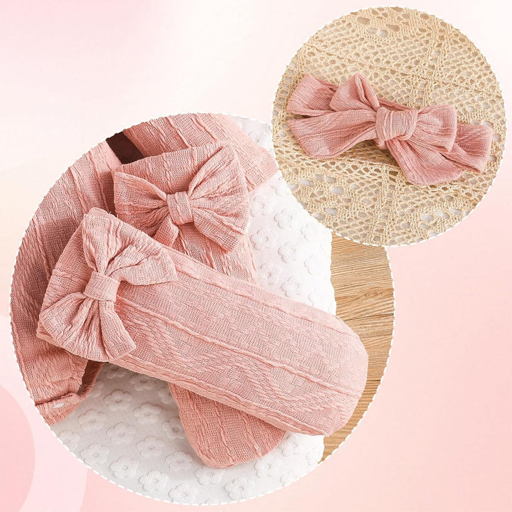 Kunyeah 3Pcs Baby Mädchen Outfits Kleinkind Ruffle Strampler Langarm Bodysuit+Bow Haarband+Socken Ne