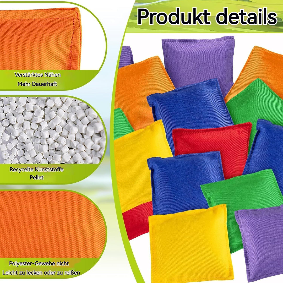 18 Pack Bean Bags für Tossing, Grosse Bunte Cornhole Bean Bags, Tossing Beanbags Spielzeug mit Trage