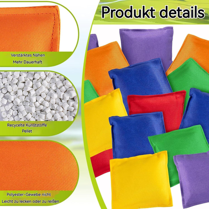 18 Pack Bean Bags für Tossing, Grosse Bunte Cornhole Bean Bags, Tossing Beanbags Spielzeug mit Trage