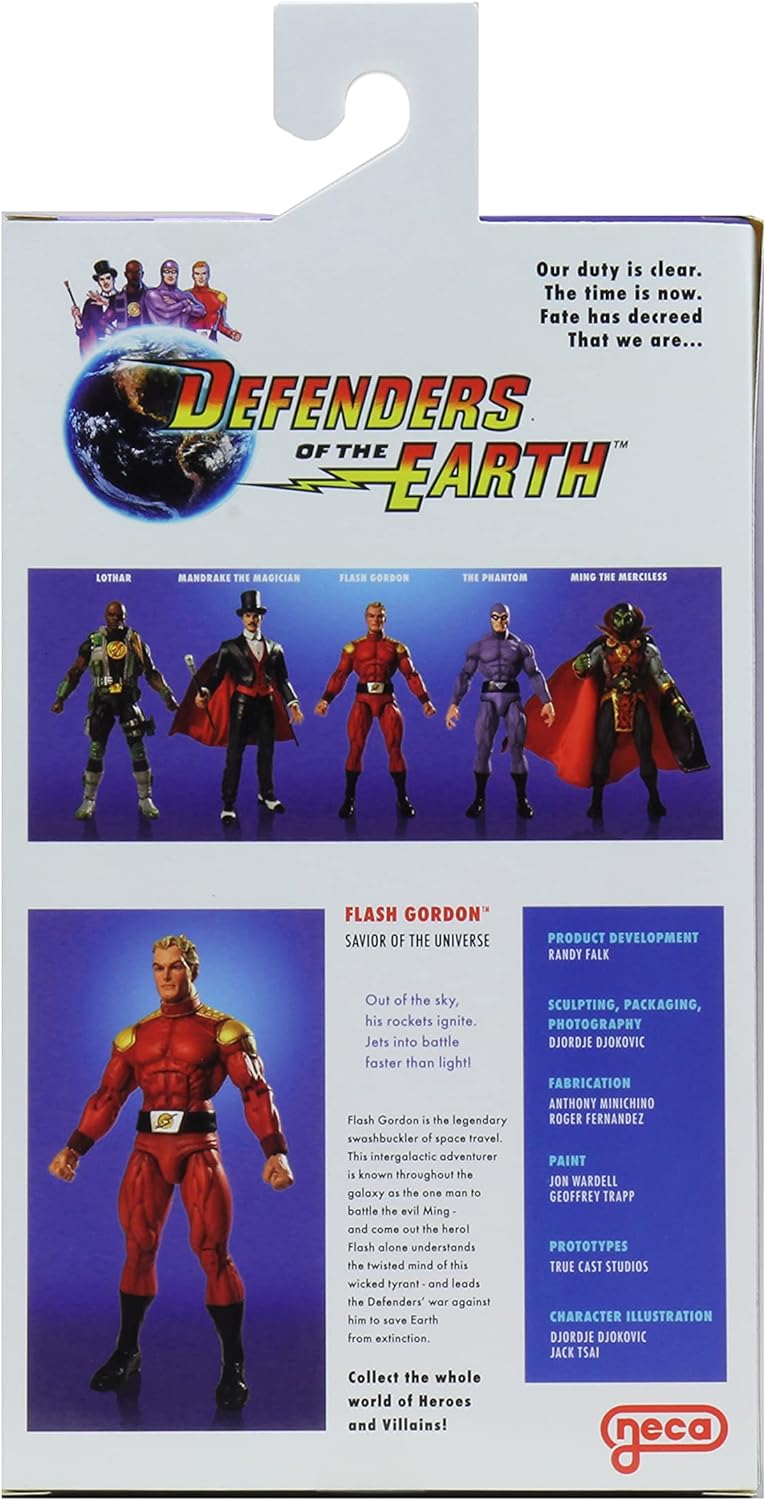 NECA 42600 - Defenders of The Earth Series - Flash Gordon - 17,8 cm grosse Actionfigur