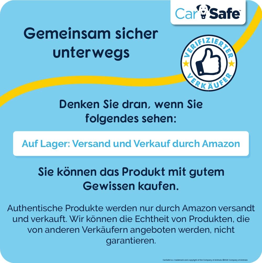 CarSafe Crash-getestetes Hunde Sicherheitsgeschirr, Crashtest-geprüft bis zu 32 kg / 70 lbs, sichert