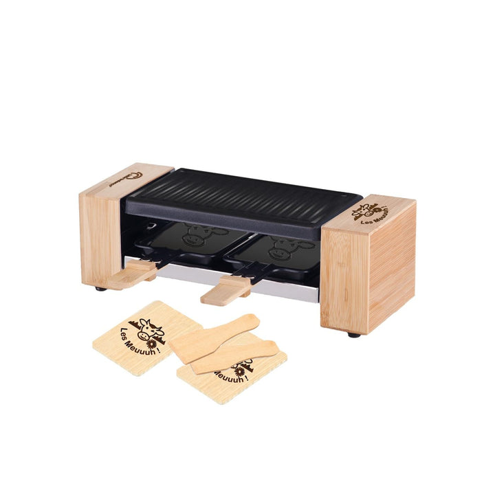 LITTLE BALANCE 8618 Raclette 2 Meuuh…, Raclettegerät für 1/2 Personen, abnehmbarer Grill, 2 Spatel +