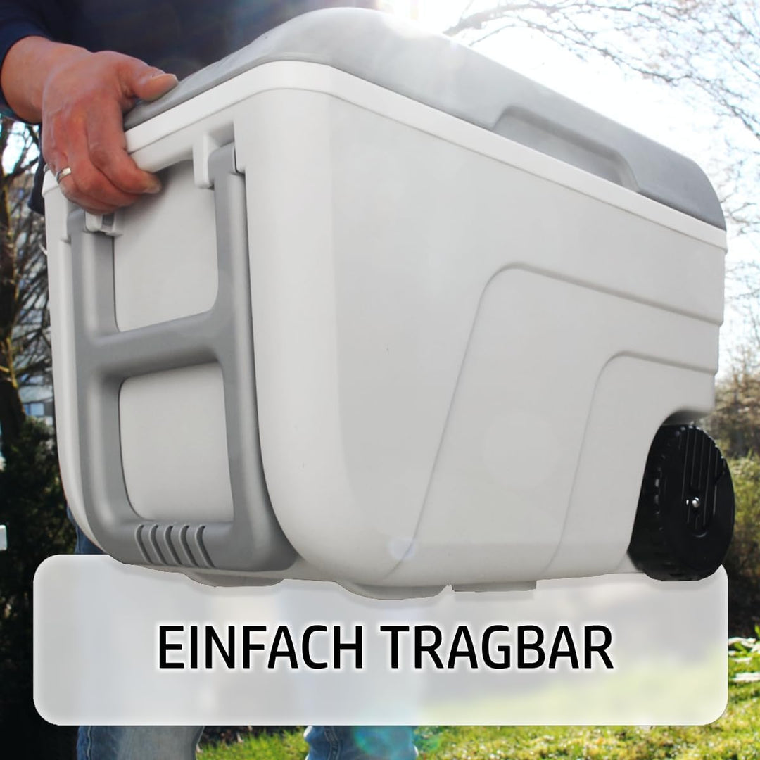 Kühlbox mit Rollen 52L Isolierbox Kühltasche 24 Stunden Camping Thermobox Isoliertasche Grau