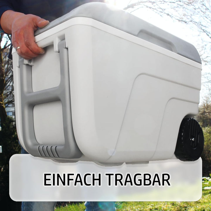 Kühlbox mit Rollen 52L Isolierbox Kühltasche 24 Stunden Camping Thermobox Isoliertasche Grau
