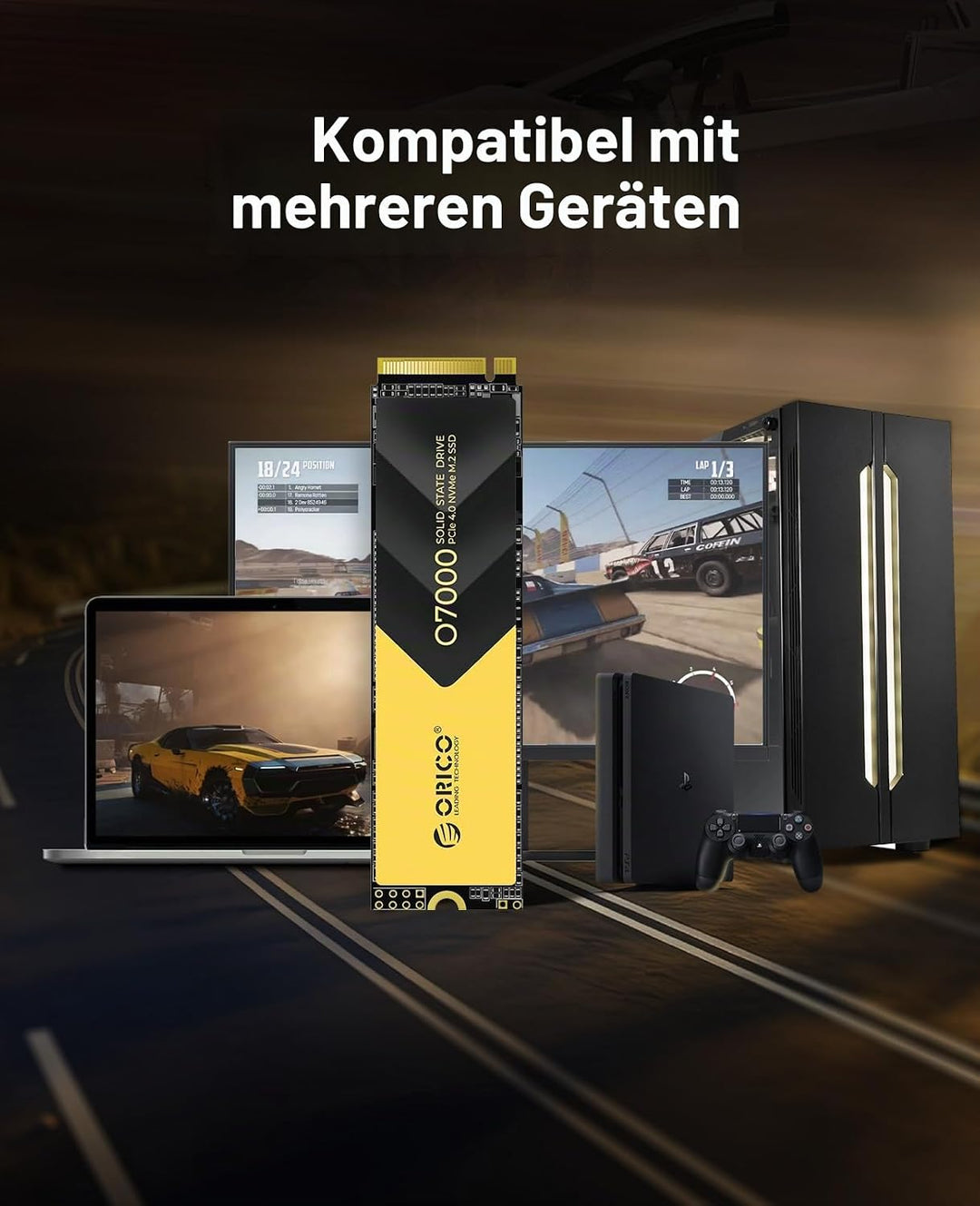 ORICO NVMe M.2 SSD 1TB, PCIe 4.0 x 4, 7000 MB/s Lesen, 6500 MB/s Schreiben, M2 2280 Interne SSD mit