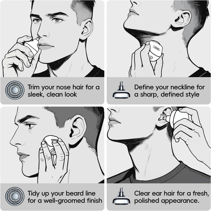 yoose 2-in-1 Elektrorasierer & Nasenhaartrimmer Herren – Ganzkörper-Legierung, IPX7 wasserdicht, Typ