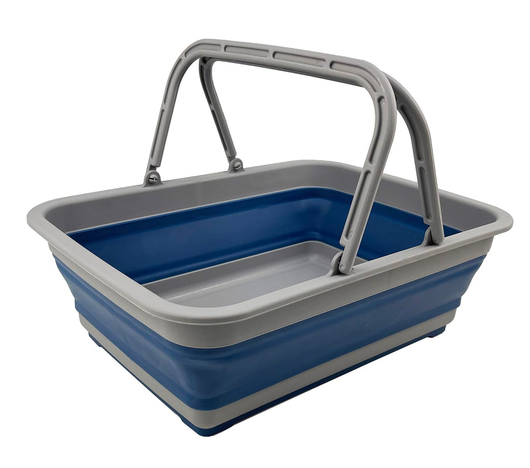 SAMMART 8L zusammenklappbarer Kunststoffkorb mit Griff- tragbarer Outdoor-Picknickkorb/Krater–Faltba