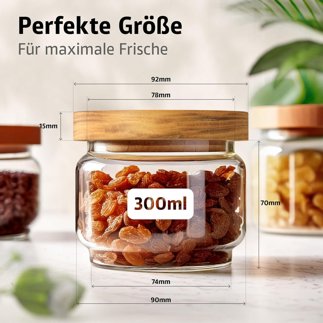 ElbFuchs® Vorratsgläser mit Deckel luftdicht NEU | 4x 300ml [BPA-FREI & MOTTENSICHER] Vorratsdosen a