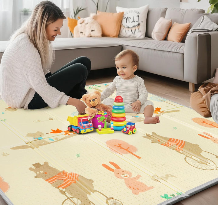 Krabbelmatte Baby 180x200 cm, Faltbare Spielmatte 1,5 cm Dick XPE, Weich & Rutschfest, Wasserdicht A