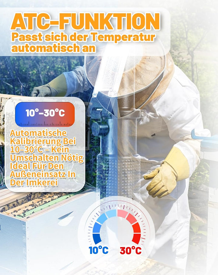 3-in-1 Honig Refraktometer mit ATC Brix 58-92% Wassergehalt 12-27% Baumé 38-43°Bé inkl. 72,2% Kalibr