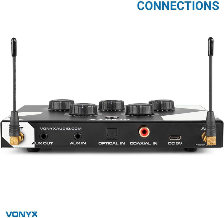 Vonyx AV510 PRO Karaoke Mikrofon Set mit 2X drahtlosen UHF Mikrofonen und Karaoke Mixer, KTV Set, Bl