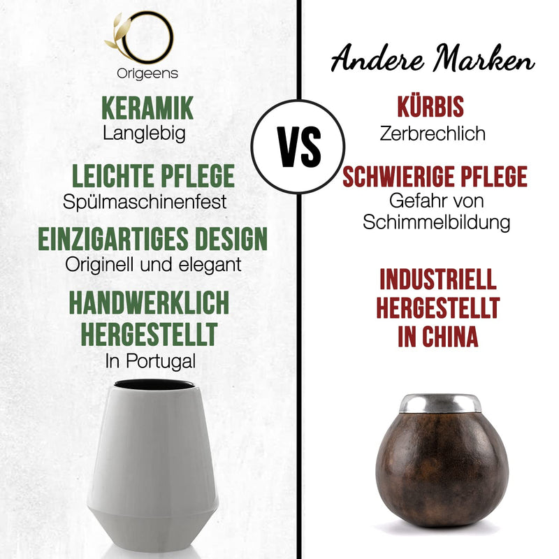 Origeens Mate Tee Set mit Mate Becher, Bombilla, und Bio Yerba Mate Tee | Design Mate Tee Becher aus