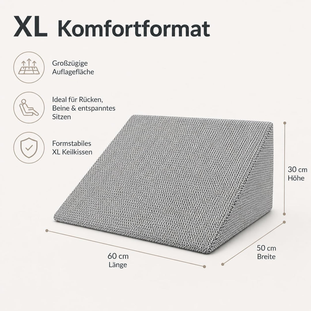 Formalind Der Fantastische XL Keil für Wohn- und Schlafzimmer, Lesekissen, Relaxkissen, Rückenlehne,