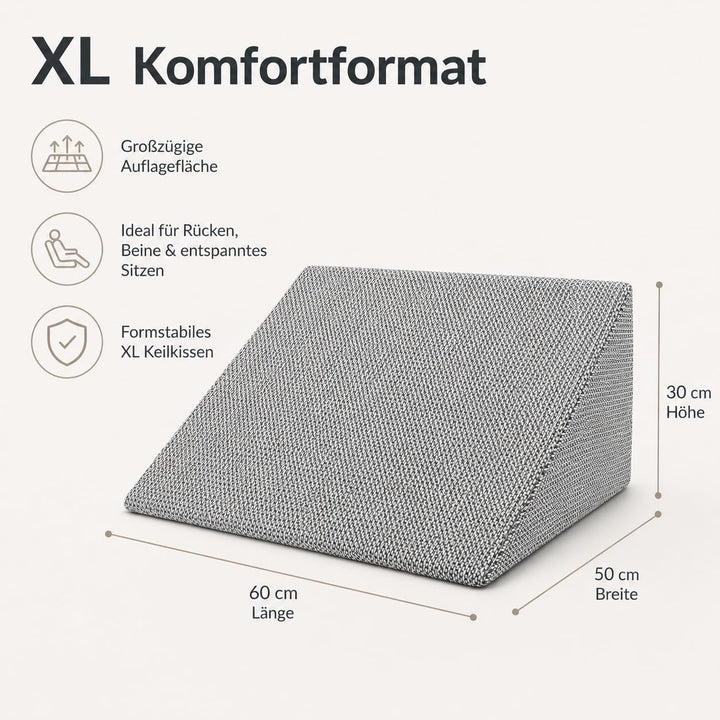 Formalind Der Fantastische XL Keil für Wohn- und Schlafzimmer, Lesekissen, Relaxkissen, Rückenlehne,