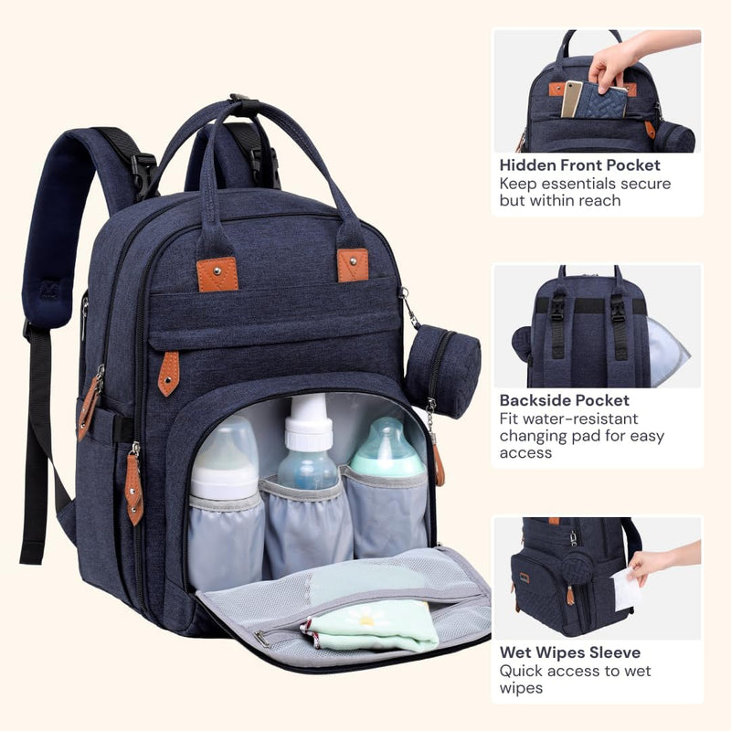 BabbleRoo Baby Wickeltasche/Rucksack, Wickelrucksack lässige Wickeltaschen, Multifunktional Grosse K