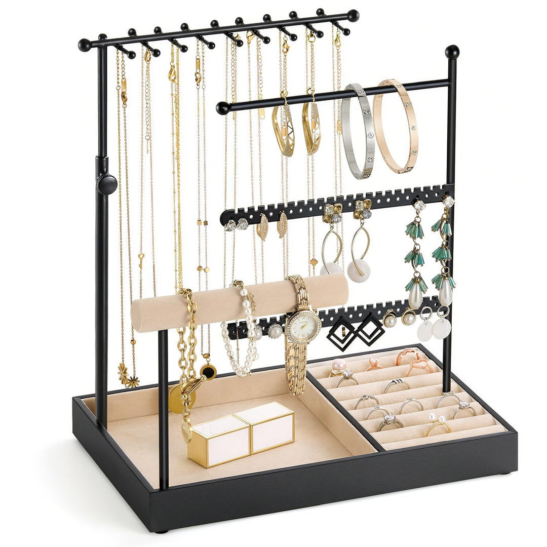 Emibele Schmuck-Halter, Schmuck Organizer Stand Halsketten Ohrringe Armband Halter, 5-Stöckiger Schm