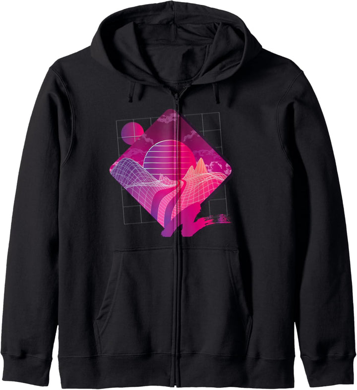 Retro 80er 90er Jahre Vaporwave Outrun Synthwave Kapuzenjacke