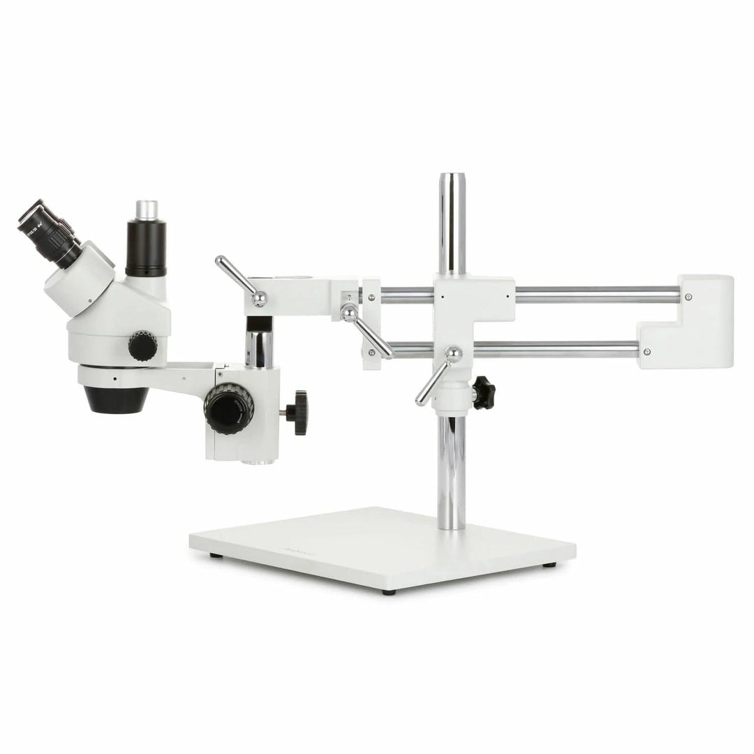 AmScope SM-4T-144A Trinokulares Stereomikroskop mit Variablem 144-LED-Ringlicht, 7X-45X, Weiss