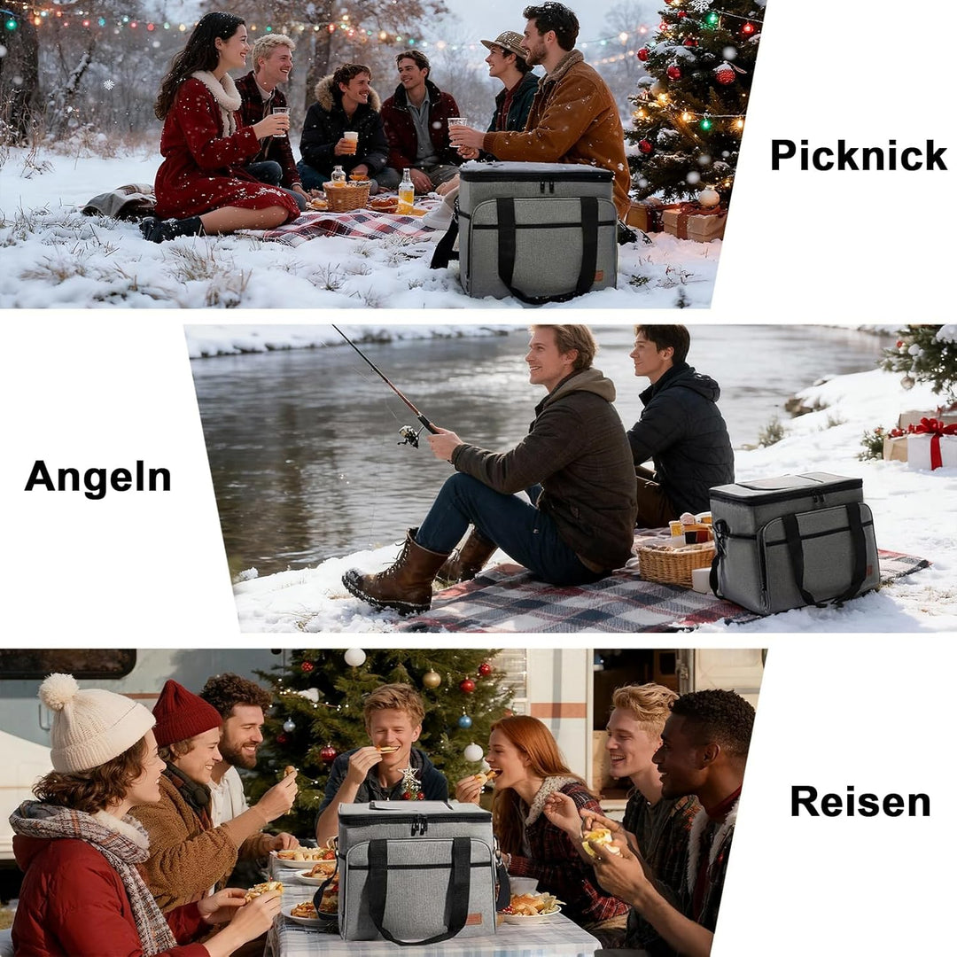 ALLCAMP 30L Kühltasche Faltbare Picknicktasche Thermo Tasche Isoliertasche Kühlkorb Kühlbox isolierb