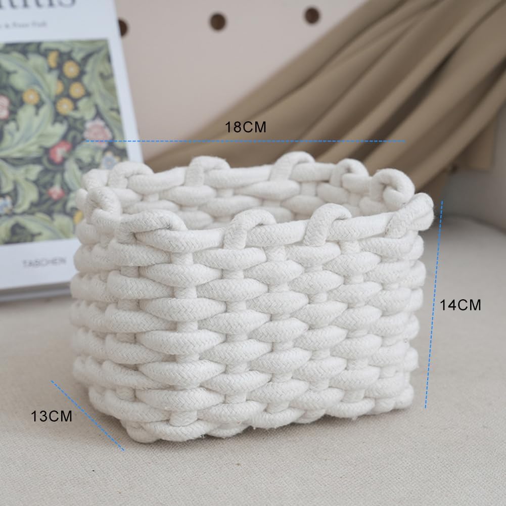 Aufbewahrungskorb Geflochten Baumwollseil 18x14x13CM Korb Geflochten Klein Korb Badezimmer Wickeltis