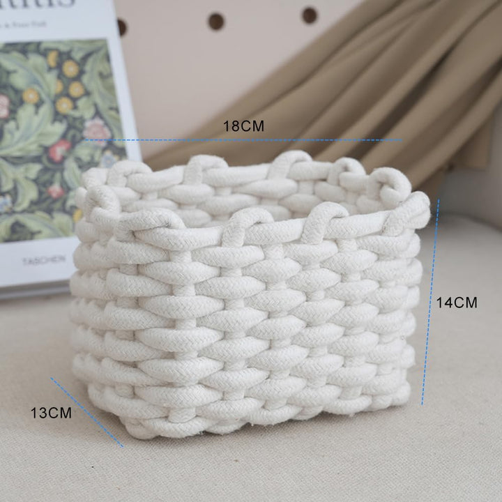 Aufbewahrungskorb Geflochten Baumwollseil 18x14x13CM Korb Geflochten Klein Korb Badezimmer Wickeltis