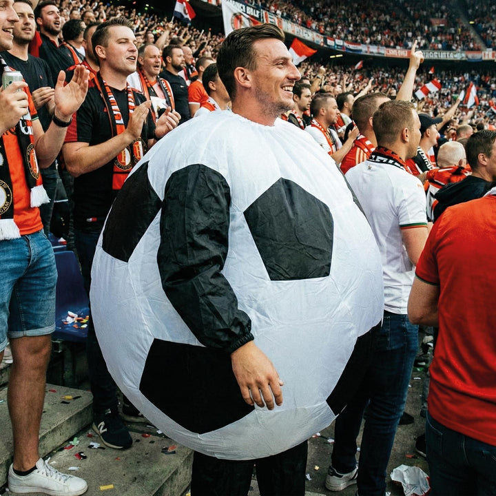 Aufblasbares Kostüm Fussball Soccer | Ausgefallenes Auflbaskostüm | Premium Qualität | Grösse Erwach