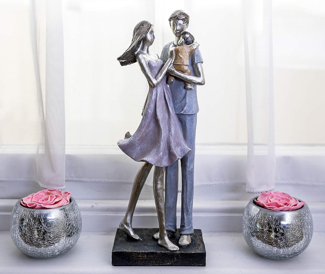 Maturi Babypaar im Sommer Kleider Figur, Mehrfarbig, 19.5 x 11 x 35cm Paar mit Baby, Paar mit Baby