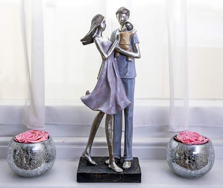 Maturi Babypaar im Sommer Kleider Figur, Mehrfarbig, 19.5 x 11 x 35cm Paar mit Baby, Paar mit Baby