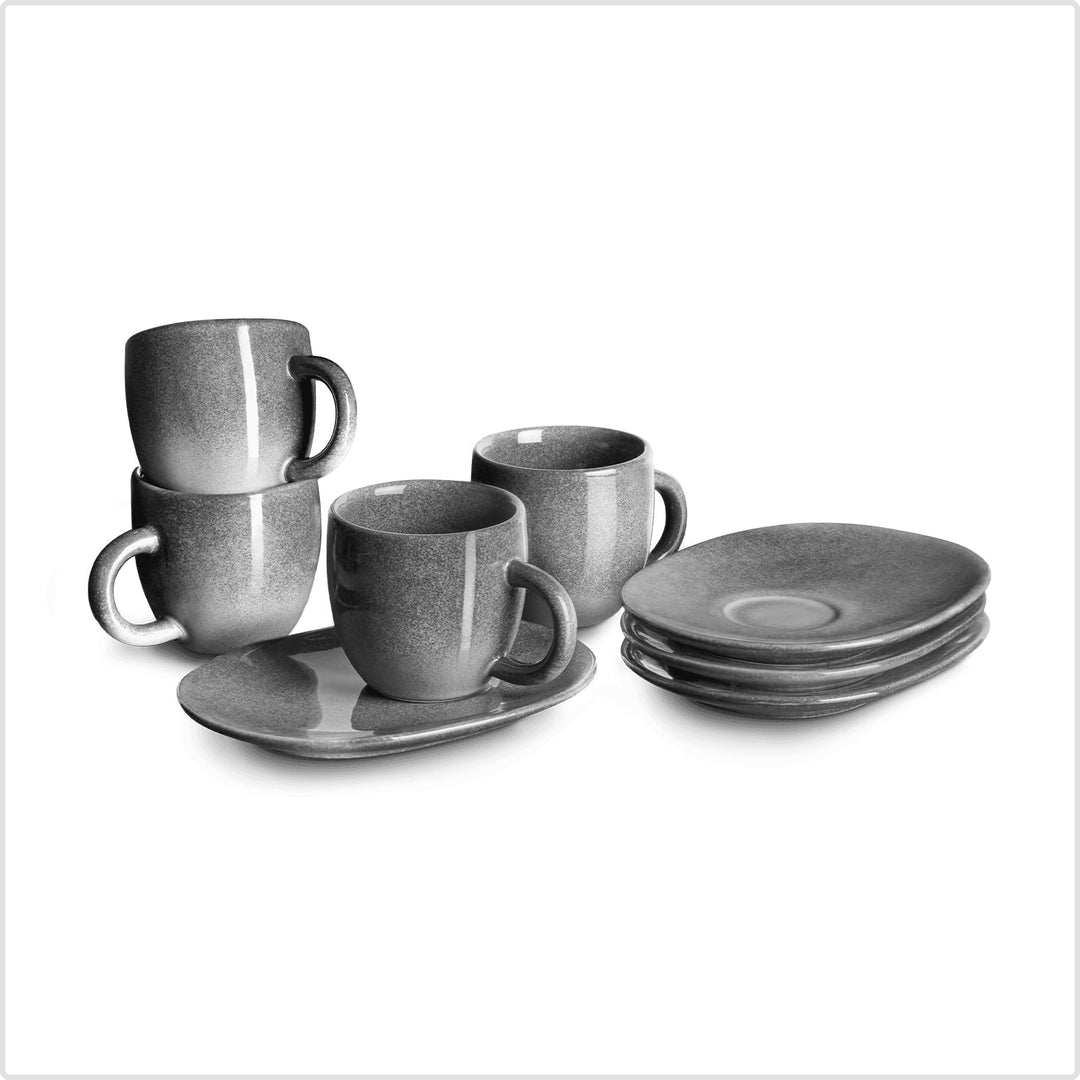 SPRINGLANE Espressotasse mit Untertasse Misty Cliff 4er-Set, Steingut 4 Stück (1er Pack), 4 Stück (1