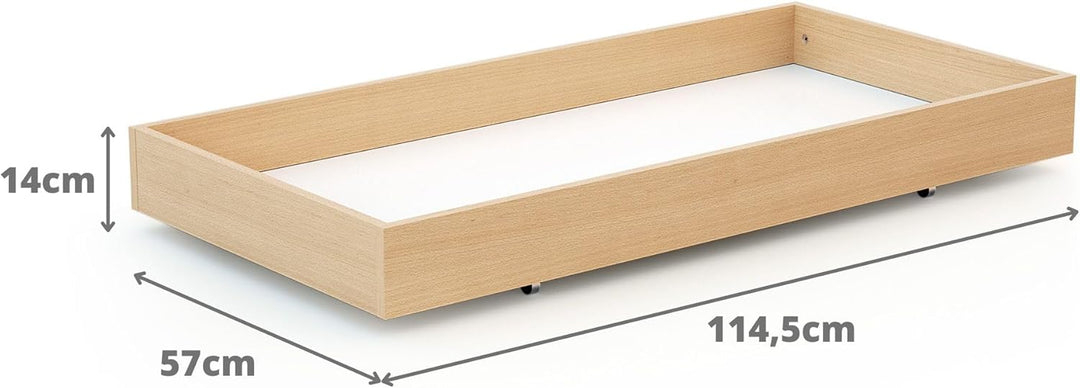Webaby AT4 - Essentiel Bettschublade Lackierte Buche | Für Babybett 60x120 cm | Universelle Holzschu