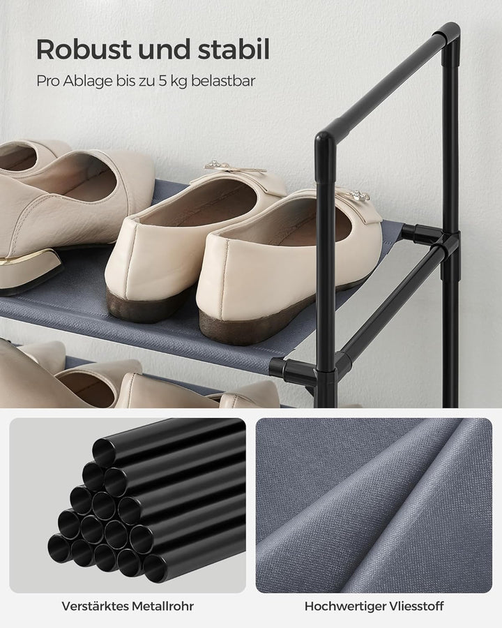 SONGMICS Schuhregal, 10 Ebenen, Schuhablage, Schuhaufbewahrung, schmal, 28 x 45 x 173 cm, Metallgest