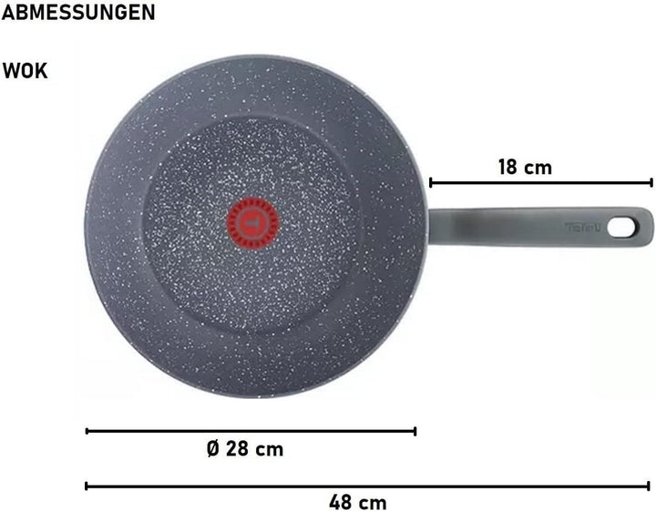 Tefal G13409 Healthy Wokpfanne Induktion 28cm, UVP 69€, Edelstahl Wok Pfanne Antihaft-beschichtet, S