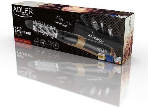 ADLER EUROPE AD 2022 Haarstyler 1200W – 6 abnehmbare Bürsten, 3 Temperaturstufen, drehbare Schnur, g