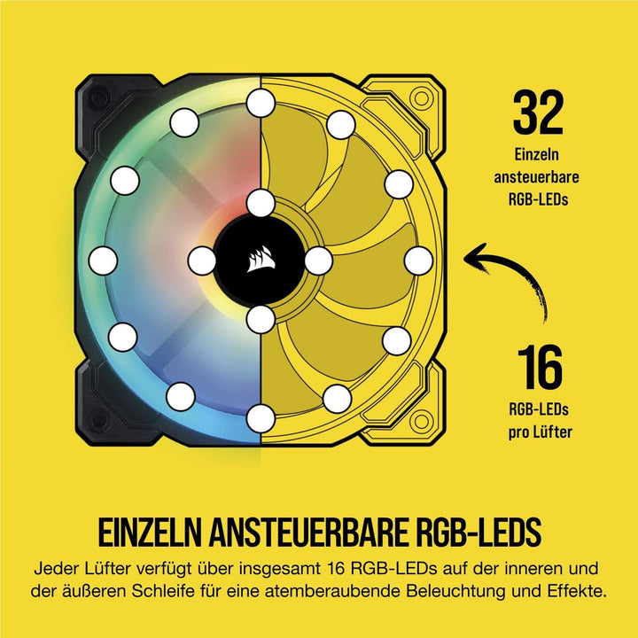 Corsair LL140 RGB LED PWM PC-Gehäuselüfter (140mm Dual Licht Loop RGB LED, Zweierpack mit Lighting N