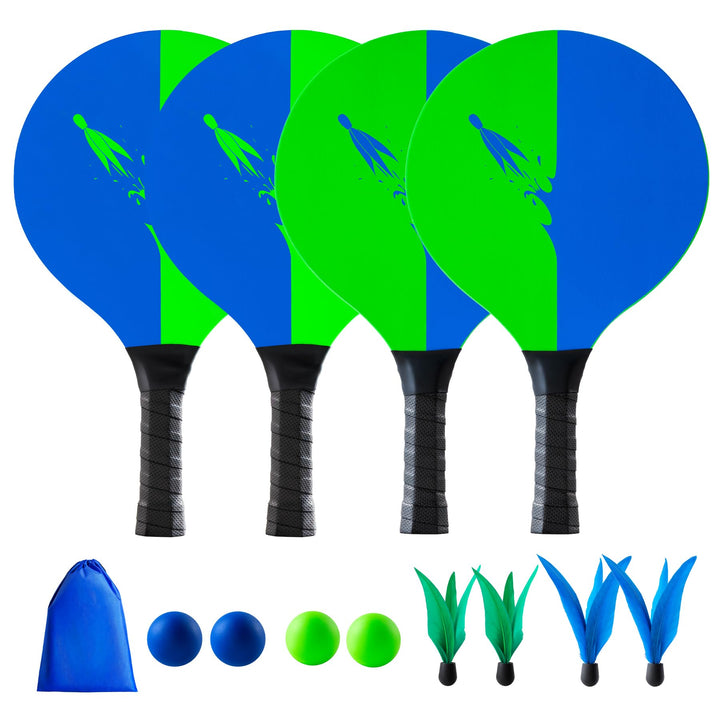 U&C Planet Beachball Set Paddle Ball Spiel Strandschlägerset aus Holz Schläger Spiel für Kinder&Fami