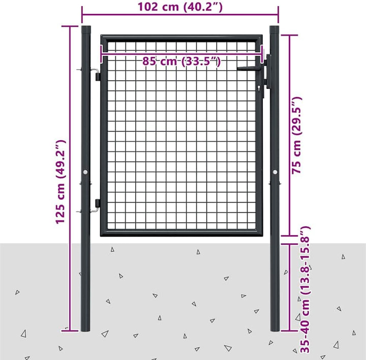 vidaXL Mesh Gartentor Verzinkter Stahl Hoftor Gartentür Zauntor Zauntür Hoftür Gartenpforte Einzelto