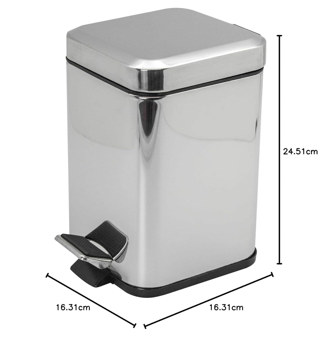 Harbour Housewares Square Badezimmerpedalbehälter - 3L - Chrom