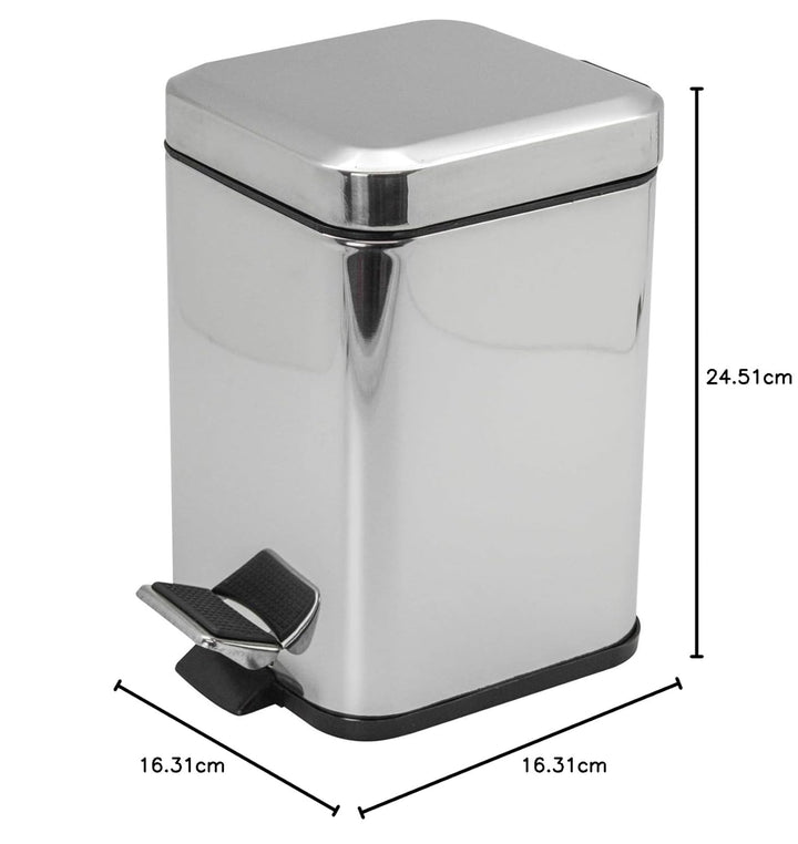 Harbour Housewares Square Badezimmerpedalbehälter - 3L - Chrom