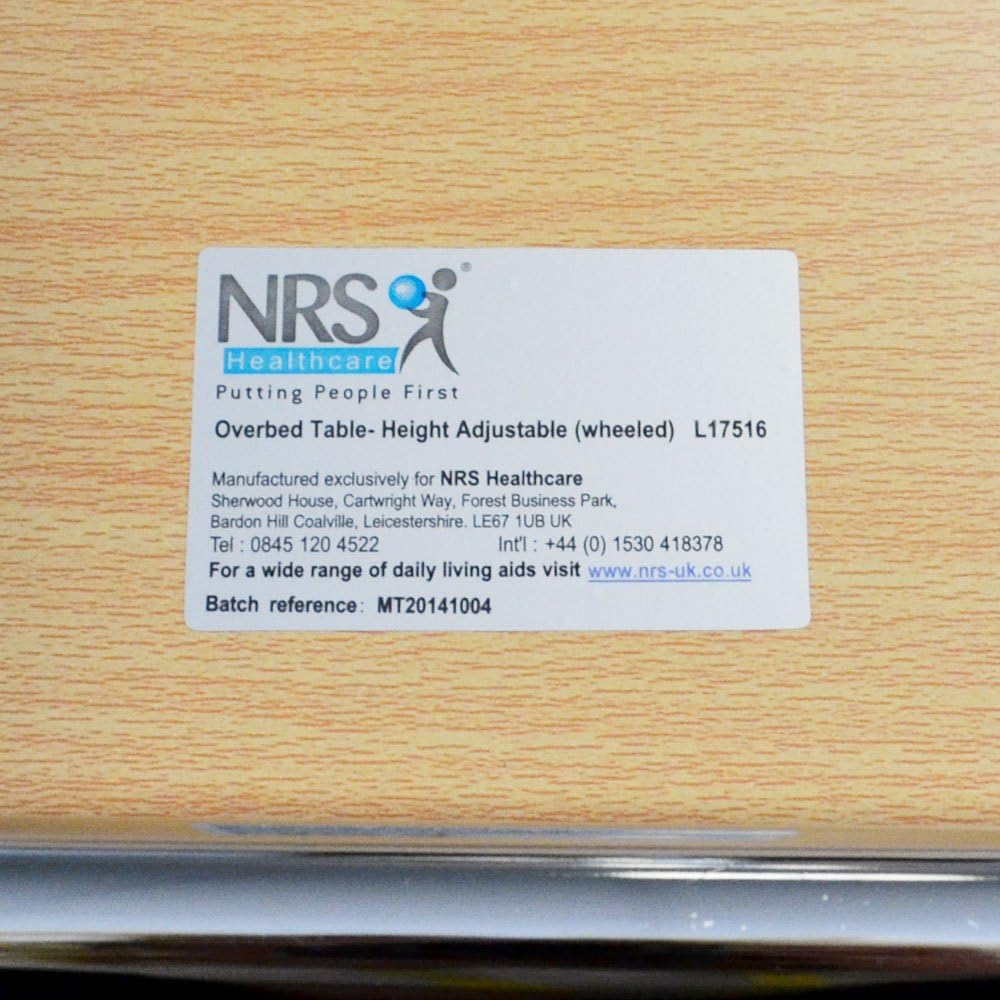 NRS Healthcare Bett- und Stuhltisch mit Rollen Einzeln, Einzeln