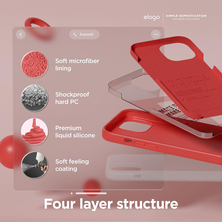elago Flüssig Silikon Case Kompatibel mit iPhone 15 Hülle, Premium Silikon Handyhülle, Ganzkörper Sc
