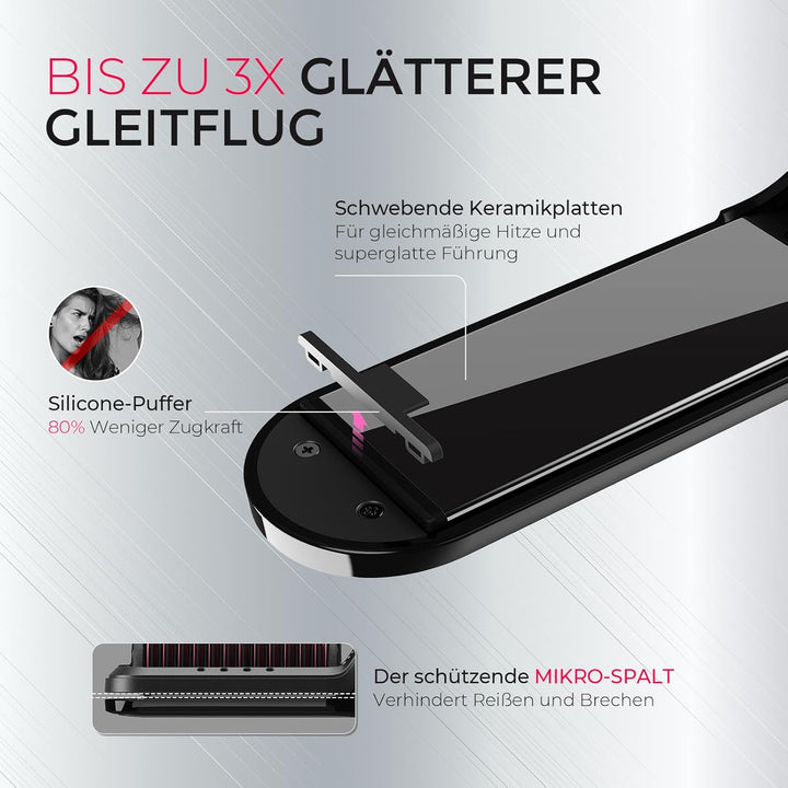 TYMO Glätteisen Haarglätter Bürste - 2 in 1 Glätteisen Locken und Glätten, Ionen Keratin Glättbürste