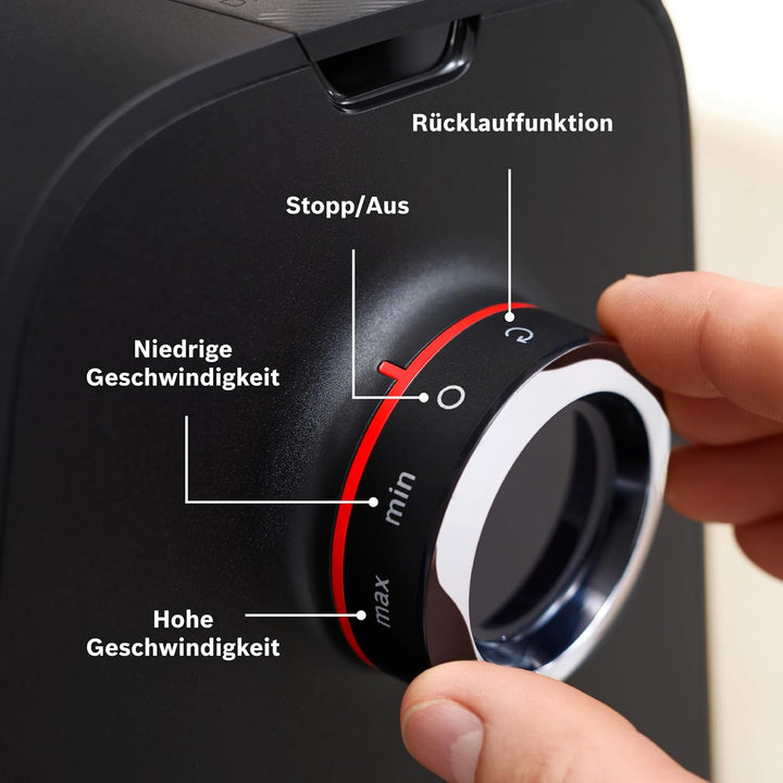 Bosch MultiPower Serie 6 Fleischwolf MFWS682B, Reibe-, Kebbe- und Wurst-Aufsatz, Entsafter, Gebäck-A
