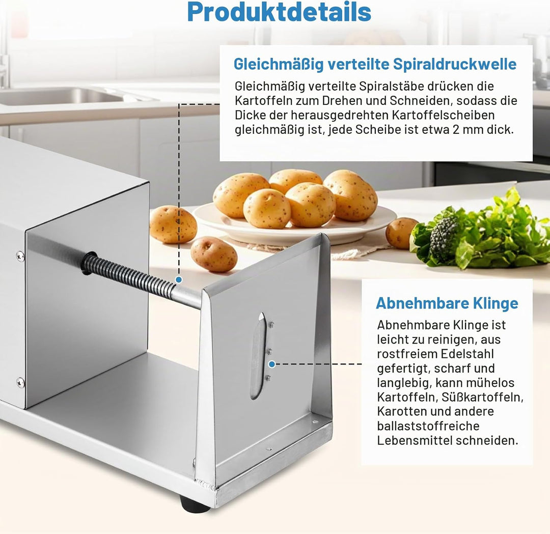 MXBAOHENG Elektrischer Tornado Kartoffelschneider Automatischer Tornado Hausgemachte Elektrischer Sp