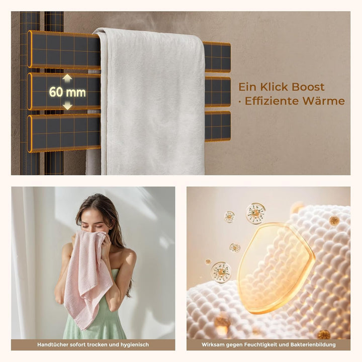 S'AFIELINA Elektrischer Badheizkörper mit Thermostat 1041x400mm Handtuchheizkörper Elektrisch Handtu