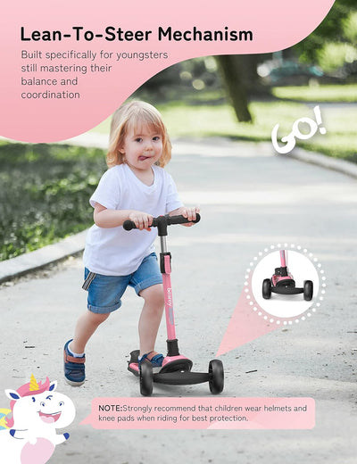 besrey Scooter Kinder Roller, der sichere Premium Dreiradscooter mit PU LED Leuchtenden Räder, Faltb