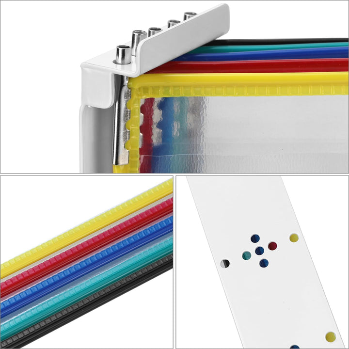 QWORK® Wand Sichttafelsystem - 5 X Sichttafeln A4 - Mehrfarbig Dokumentenhalter für Messehallen, Res