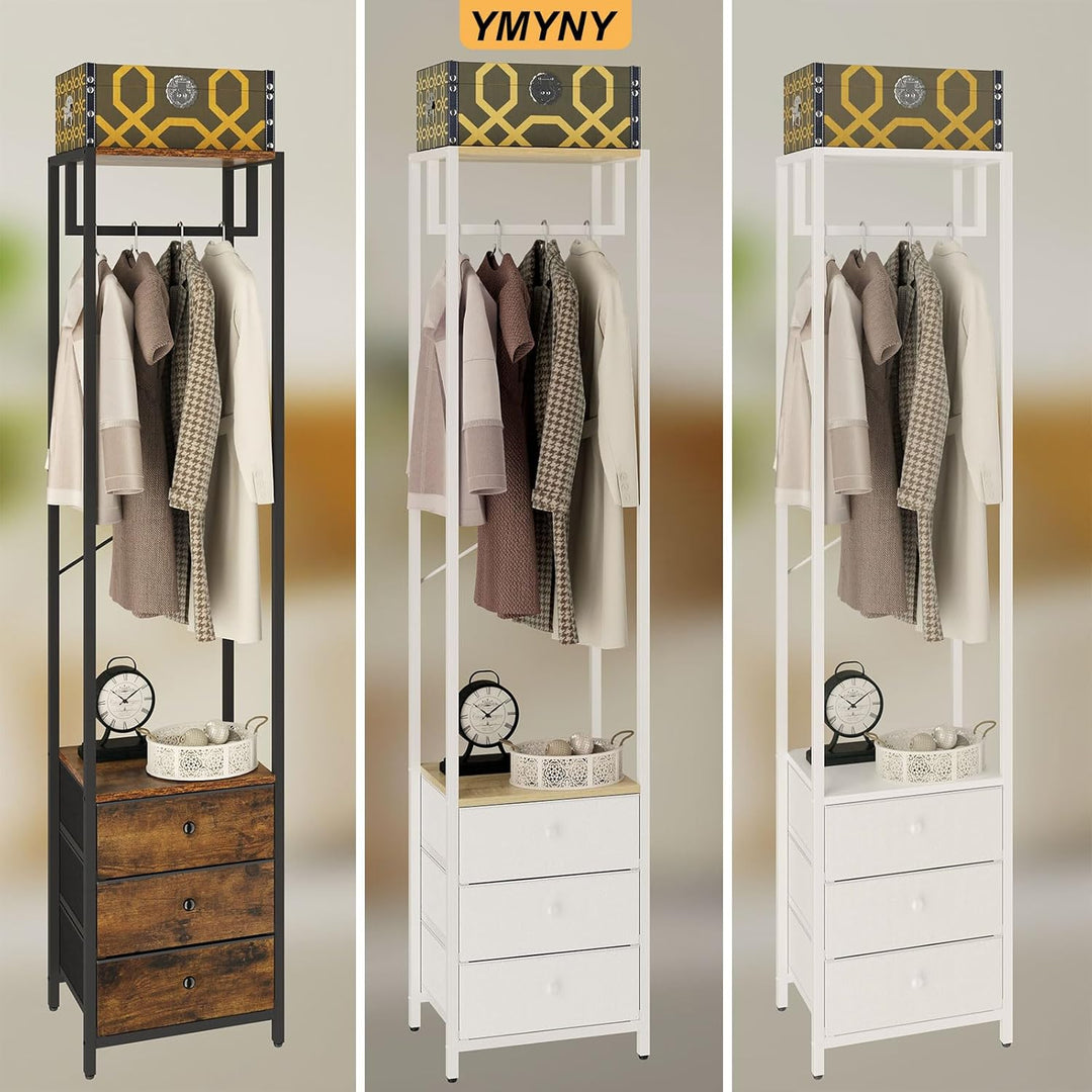 YMYNY Kleiderständer mit Vlies-Schublade, freistehender hoher Schrank-Organizer, hoher Kleiderstände